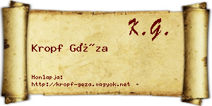 Kropf Géza névjegykártya
