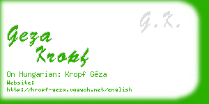 geza kropf business card