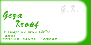 geza kropf business card